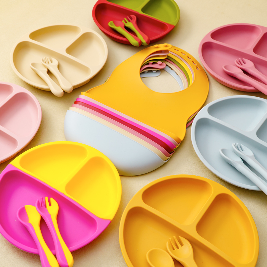 4PCS Baby Silicone Tableware S - Waterproof Baby Bibs Silicone recension och pris