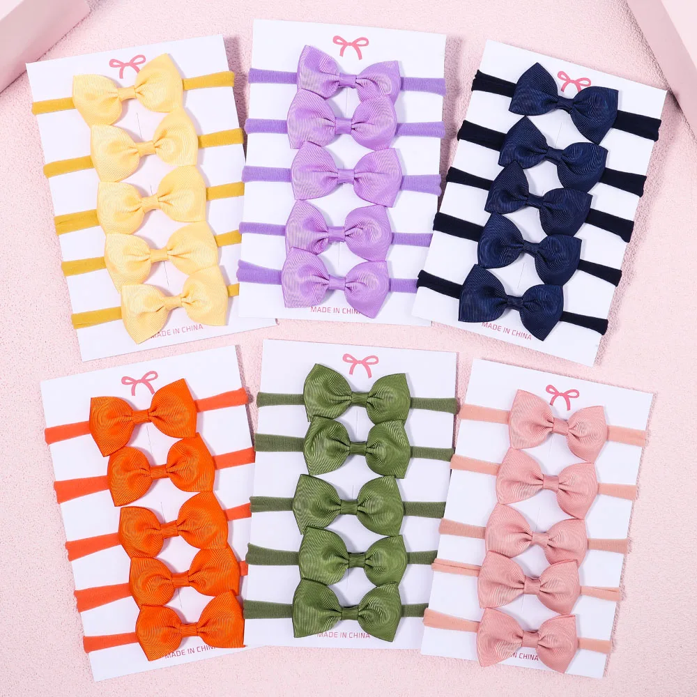 5Pcs/Set Girls Solid Color Bow - Baby Gear recension och pris