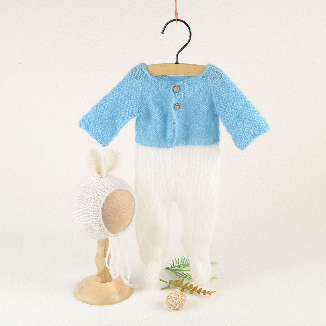 Vintage Knit Fluffy Teddy Bear - Infant Photography Props Outfit recension och pris