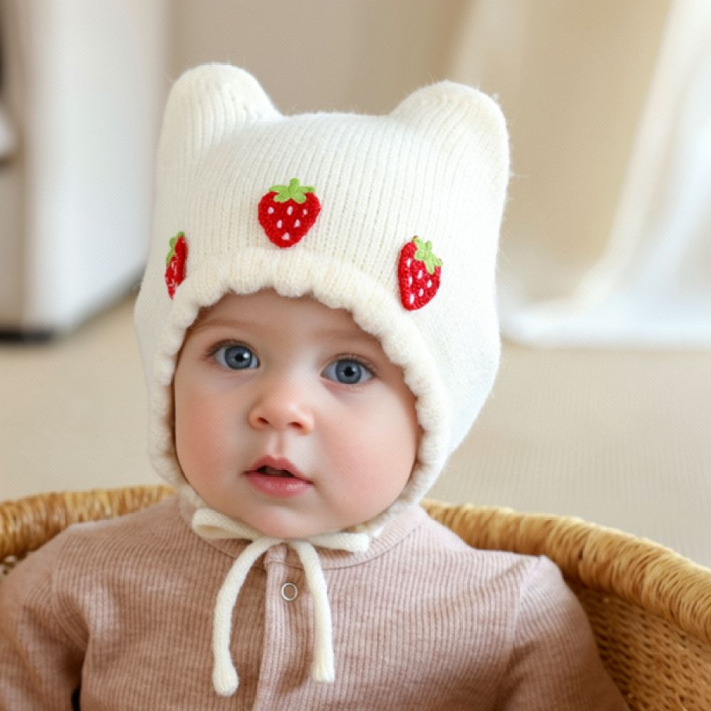 Winter Knitted Baby Bonnet War - Infant Beanie Hat With Ears recension och pris
