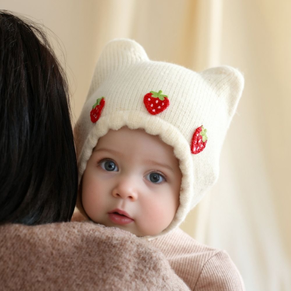Winter Knitted Baby Bonnet War - Infant Beanie Hat With Ears recension och pris