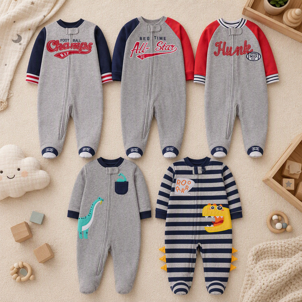 Infant Boys Double Sided Cotto - Cotton Baby Onesies Zipper recension och pris